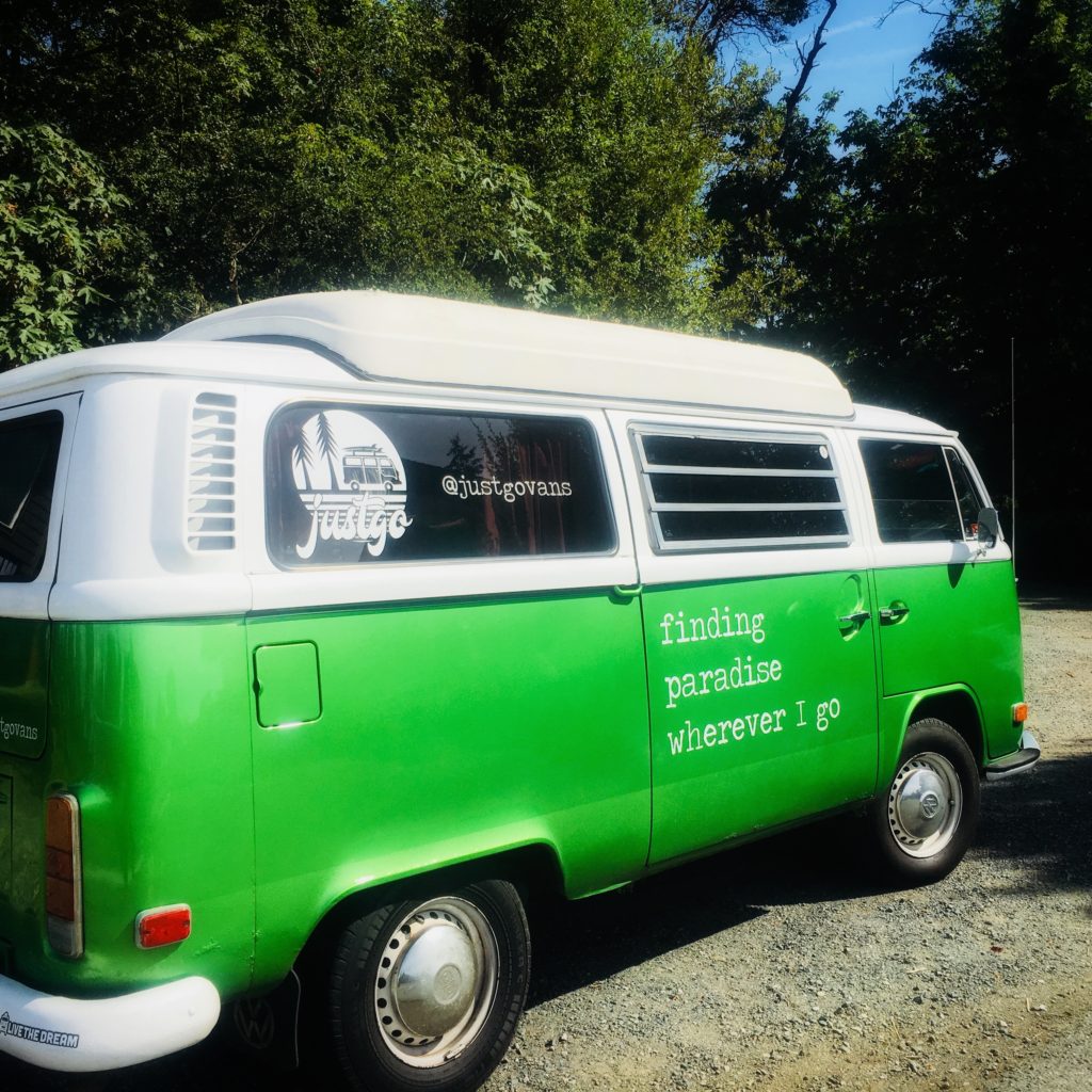 olive justgovans 1972 dormobile westfalia green vancouver island rental for rent justgo nanaimo