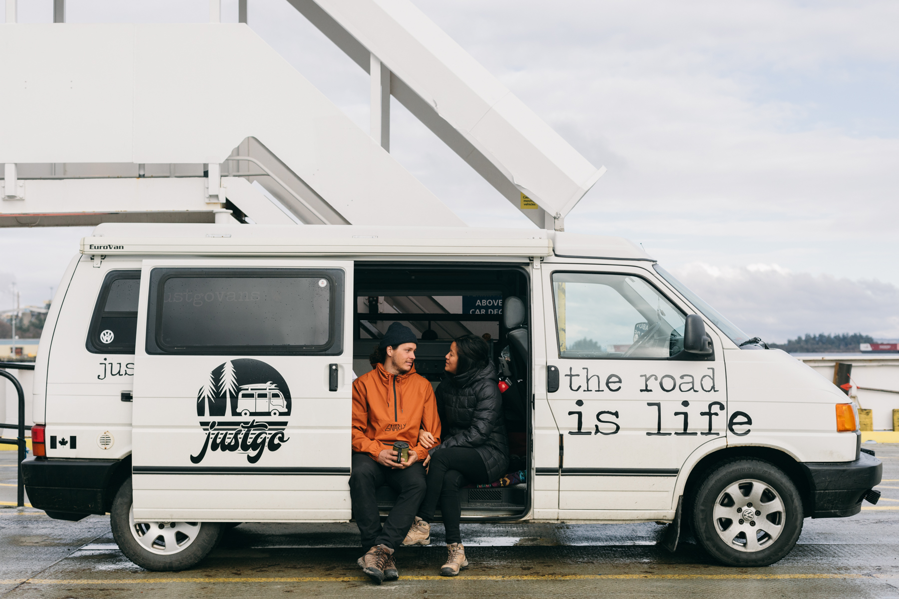 campervan rental Vancouver Island roadside travel with open van