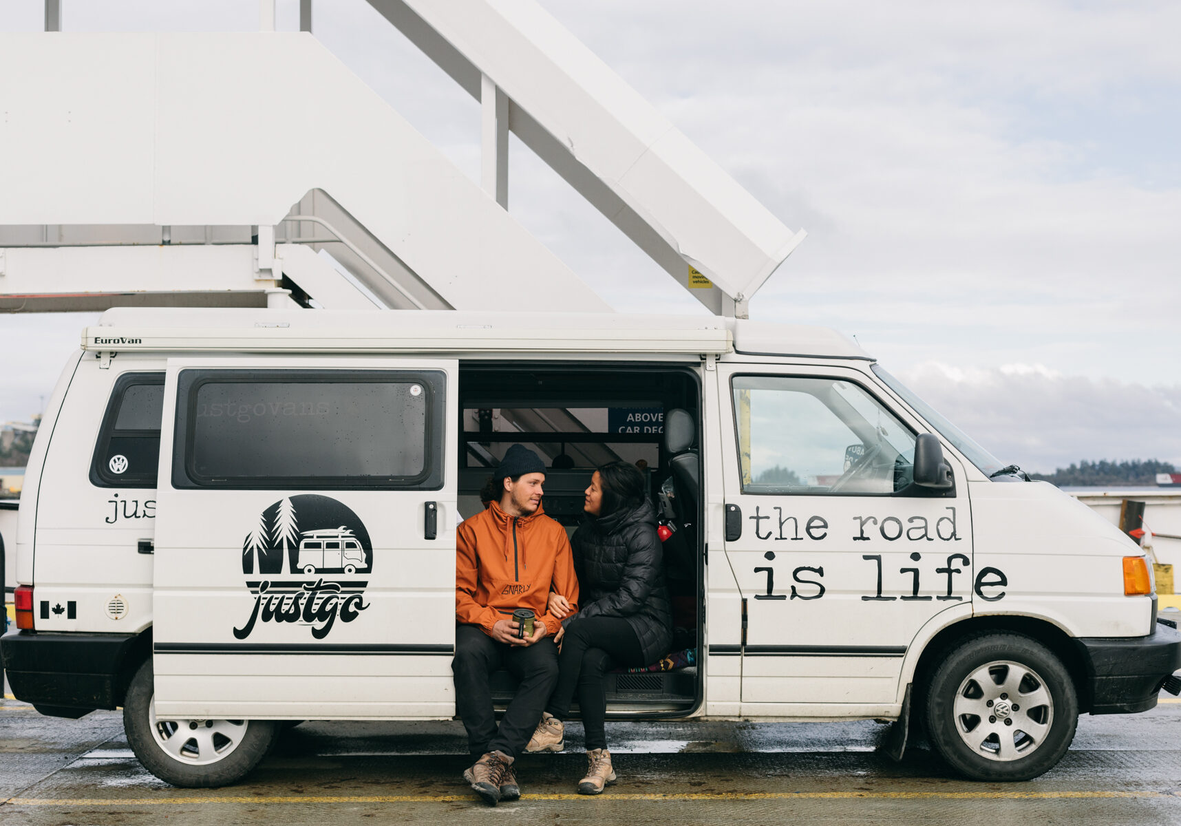 campervan rental Vancouver Island roadside travel with open van