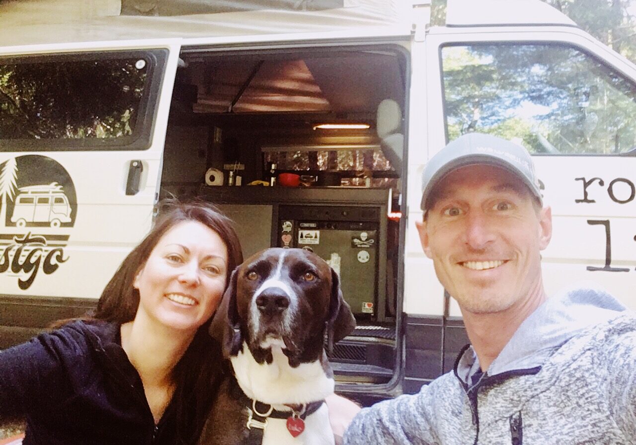 couple campervan travel Vancouver Island Nanaimo road trip with dog